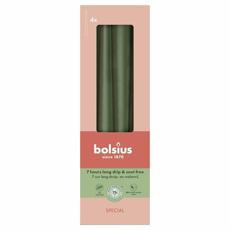 Bolsius Gotische Kaarsen 4 Stuks Metallic Green