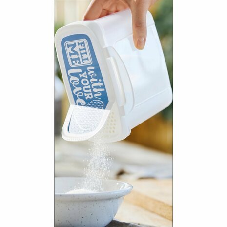 Rotho CLIC &amp; LOCK Bewaar-Strooidoos 1L Blauw/Wit/Transparant