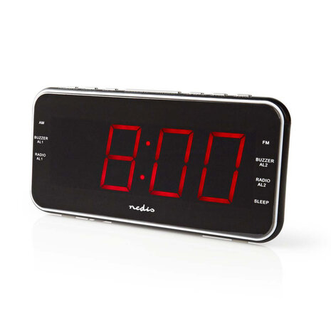 Nedis CLAR004BK Digitale Wekkerradio Led Van 1,8" Fm 20 Voorkeuze-instellingen Sluimeren