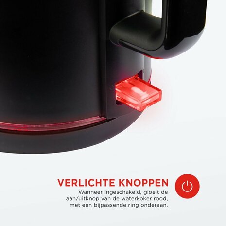 Bourgini Glazen Waterkoker 1.5L Zwart/Transparant