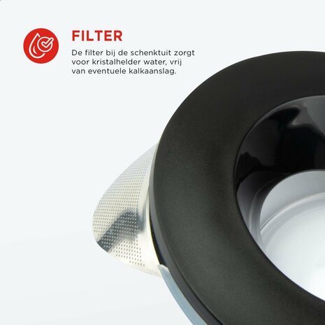 Bourgini Glazen Waterkoker 1.5L Zwart/Transparant