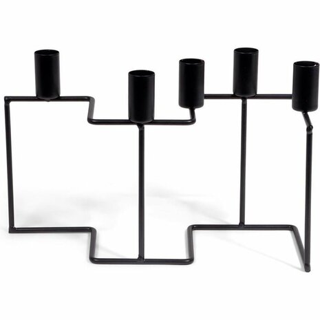 Senza Kandelaar Zig Zag 27.5x10.5x17 cm Zwart/Metaal