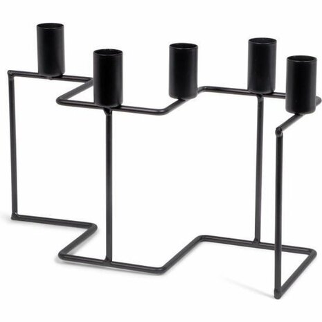 Senza Kandelaar Zig Zag 27.5x10.5x17 cm Zwart/Metaal