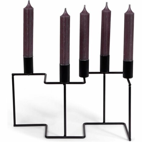 Senza Kandelaar Zig Zag 27.5x10.5x17 cm Zwart/Metaal