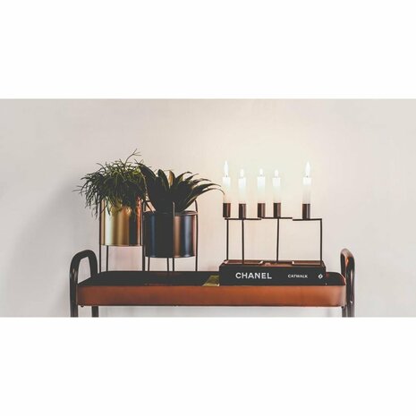 Senza Kandelaar Zig Zag 27.5x10.5x17 cm Zwart/Metaal