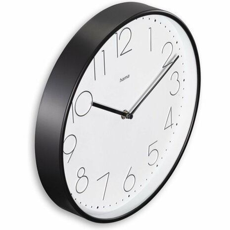 Hama Stille Wandklok Corsica 30 cm Zwart/Wit