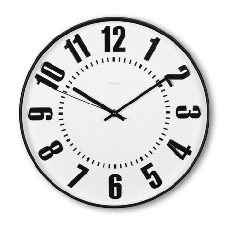 Hama Stille Wandklok Formentera 35 cm Zwart/Wit