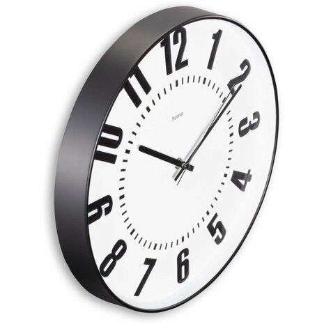Hama Stille Wandklok Formentera 35 cm Zwart/Wit