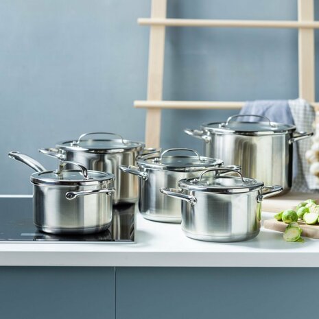 BK Twist Pannenset 5-delig RVS/Glas