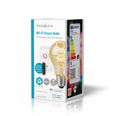 Nedis WIFILRT10A60 Smartlife Led Filamentlamp Wi-fi E27 360 Lm 4.9 W Warm To Cool White 1800 - 6500 K Glas Android&trade; / Ios Peer