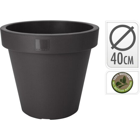 KantenEcken Bloempot Rond 40 cm Zwart