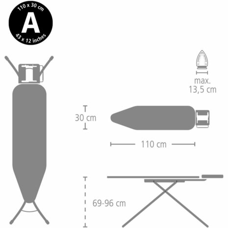 Brabantia Strijkplank A 110x30 cm Denim Grey