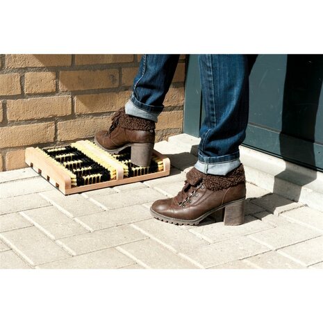 Houten Schoenen en Laarzen Voetveger met Borstels 35x26x5,5 cm