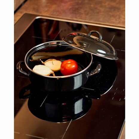 CasaLupo Emaille Braadpan 22 cm Zwart