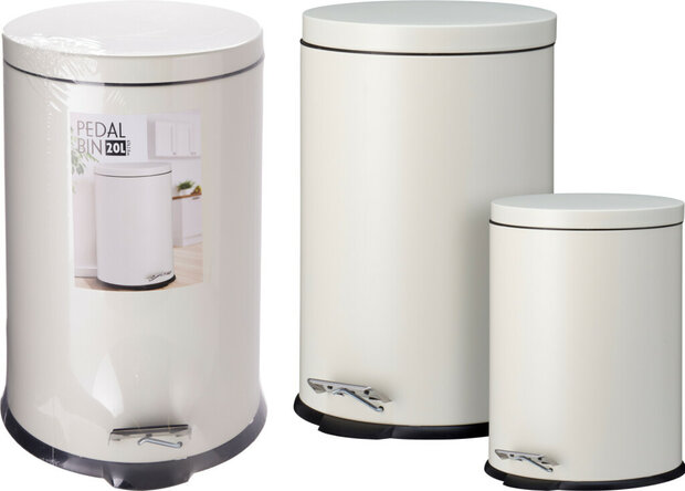 Excellent Houseware Pedaalemmer Set 20L &amp; 5L Cream