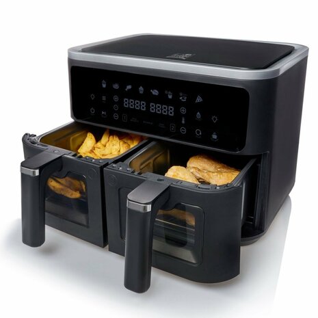 Fritel Airfryer SnackTastic 8480 DUO  Dubbele Heteluchtfriteuse 2x4.5L 2400W Zwart