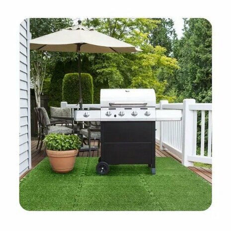 Vloermat Tegels 40x40x10 cm Grasprint 6 Stuks Groen