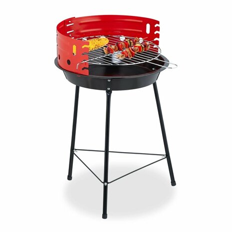 BBQ Barbecue 33x32x55 cm Zwart/Rood