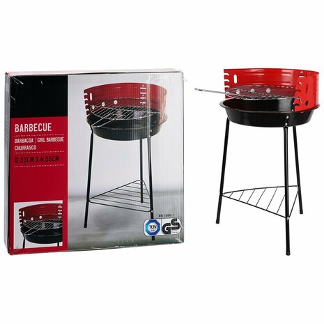 BBQ Barbecue 33x32x55 cm Zwart/Rood