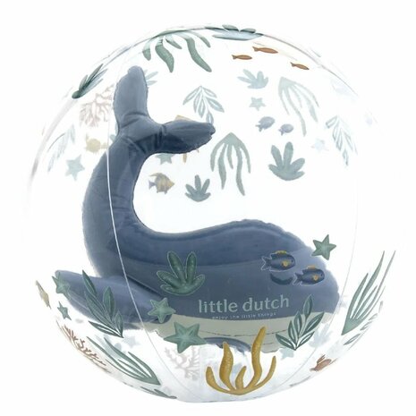 Little Dutch Ocean World Strandbal 3D 35 cm Transparant