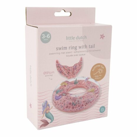 Little Dutch Dreamy Mermaid Zwemring met Staart 91 cm Roze