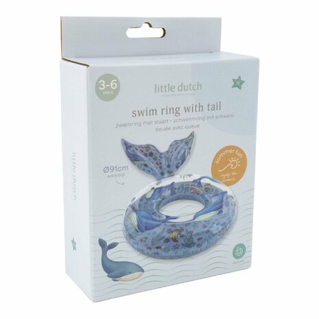 Little Dutch Ocean World Zwemring met Staart 91 cm Blauw/Transparant