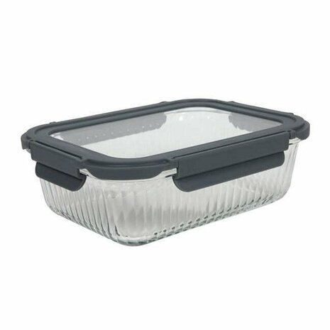Glazen Vershouddoos 1,5L Antraciet/Transparant