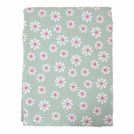 Linen&amp;More Daisy Flowers Tafelkleed 160 cm Groen/Katoen
