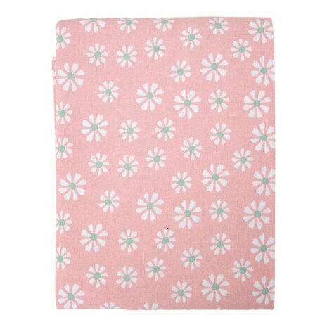 Linen&amp;More Daisy Flowers Tafelkleed 160 cm Roze/Katoen