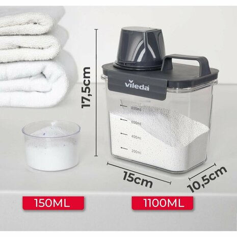 Vileda Wasmiddelbox 1100 ml Transparant/Antraciet