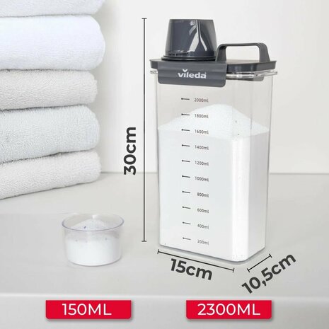 Vileda Wasmiddelbox 2300 ml Antraciet/Transparant