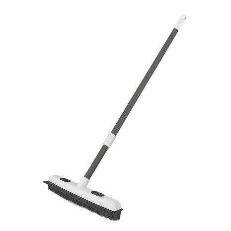 Clean Home Siliconen Bezem met Telescopische Steel Zwart/Wit