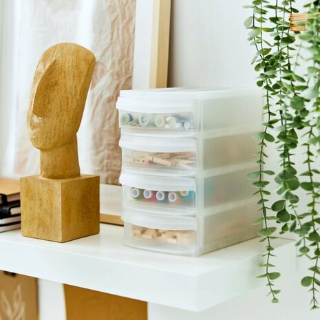 Rotho SYSTEMIX Design Ladekast met 4 Lades 19.6x14.1x23.3 cm Wit