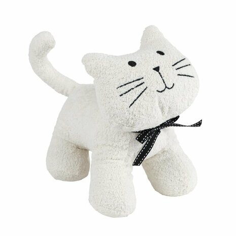 Deurstopper Pluche Poes 25x15x24 cm Wit