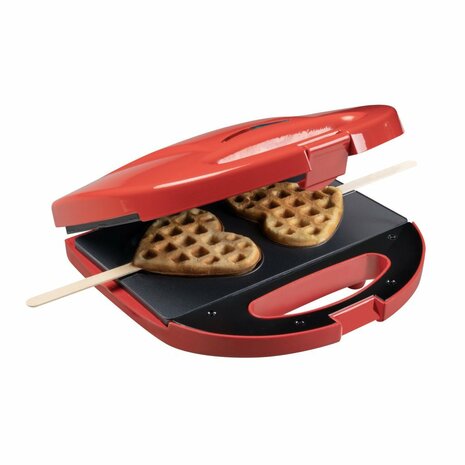 Bestron AWMS200R Wafelijzer voor 2 Hartjes Wafels Rood