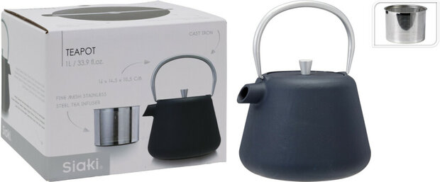 Excellent Houseware Theepot Gietijzer 1L Grijs