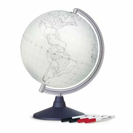 Nova Rico NR-0330BLBL000 Blank Wereldbol 30 cm Wit + 4 Viltstiften