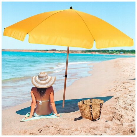Parasol met Houtlook 220 cm Geel
