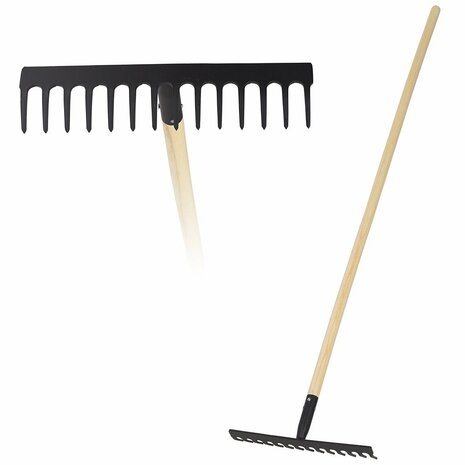 Pro Garden Hark met Houten Steel 142 cm Zwart/Hout