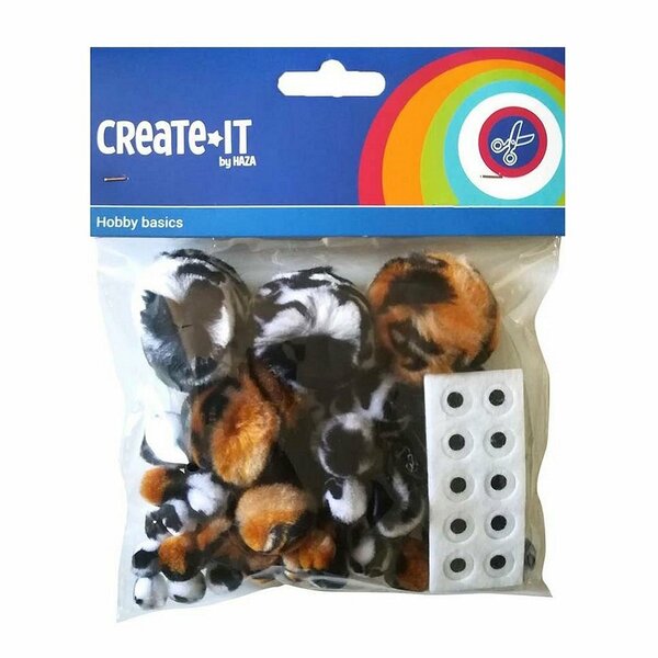 Creat It Animal Mix Pompoms + Oogjes 75 Stuks