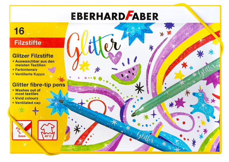 Eberhard Faber EF-551016 Viltstiften Glitter Doos 16 Kleuren