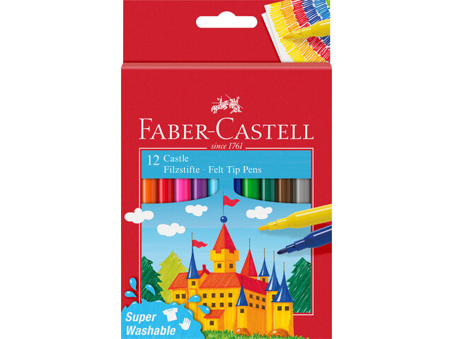 Faber Castell FC-554201 Viltstift 12 Stuks Uitwasbaar Karton Etui