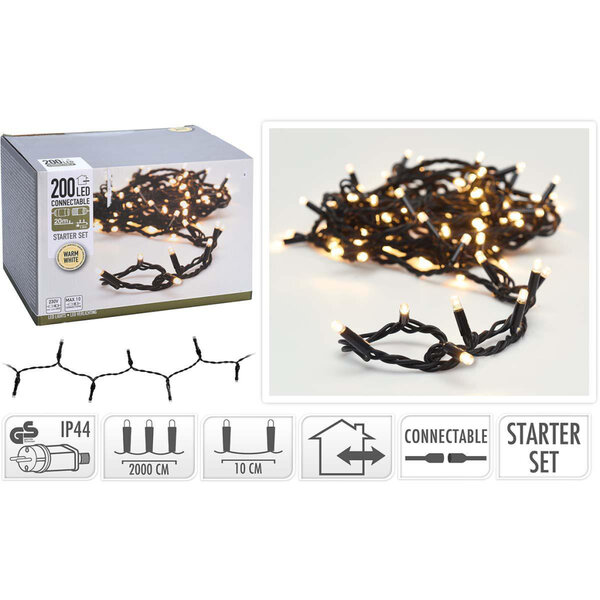 S.I.A.Koppelbare Kerstverlichting Starter Set 200 LEDs 20M IP44