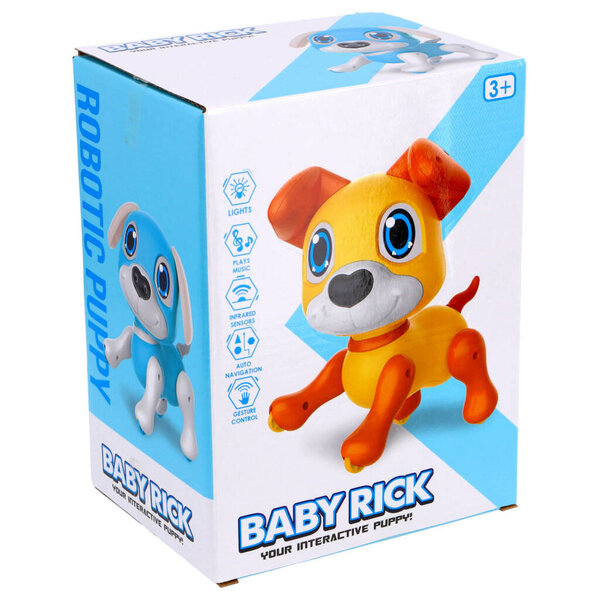 Robot Puppy Rick 20 cm + Licht en Geluid Geel/Oranje