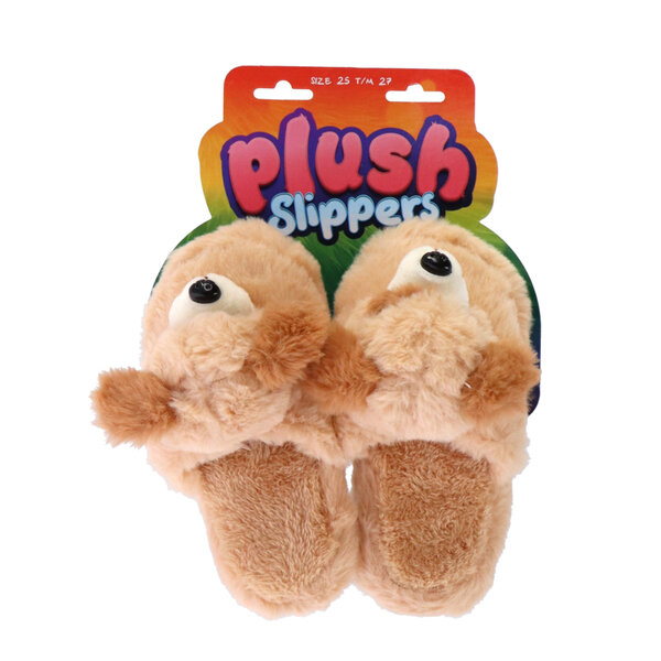 Pluche Kinderpantoffels Hond Maat 25-27 Beige