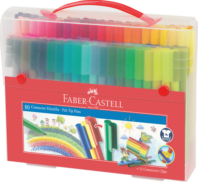 Faber Castell FC-155579 Uitwasbare Connector Stiften Koffer 80 Stuks