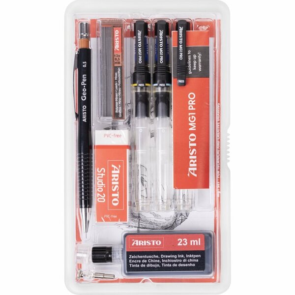 Aristo AR-64156 Tekenpen Set MG1 PRO 0.1/0.3/0.5 mm 8-delig