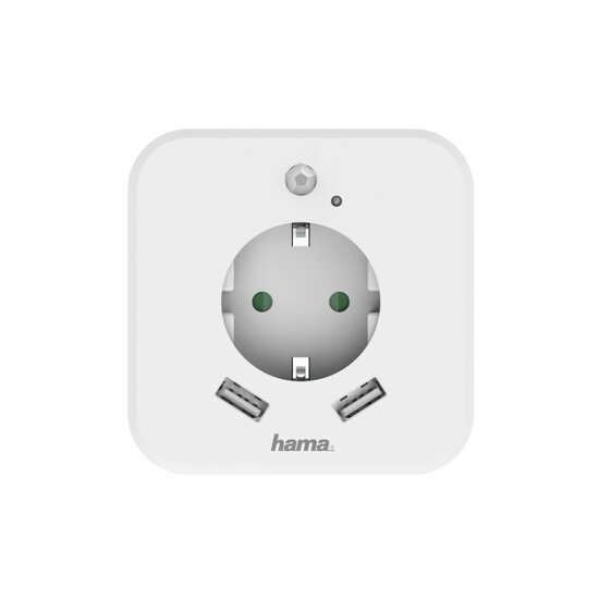 Hama Nachtverlichting + Stopcontact En USB 2,4A 2 Uitgangen Helderheidssensor