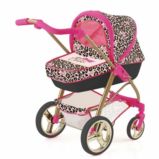 The Glam Crew 2in1 Poppenwagen Bella met Luipaardprint Roze/Goud