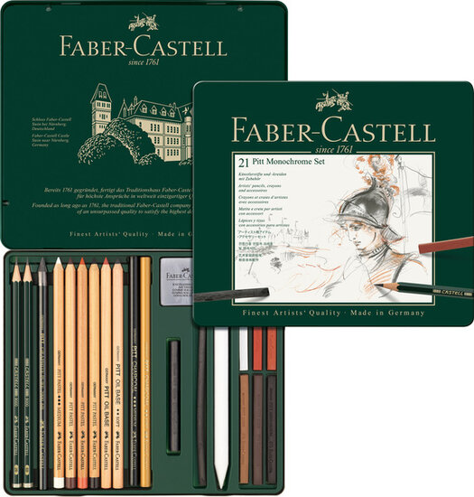 Faber Castell FC-112976 Pitt Monochrome Set Faber-Castell 21-delig Medium